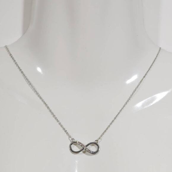 Beautiful Silver Infinity Necklace Made with Brilliant Swarovski‎ Crystals - Picture 10 of 12